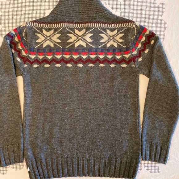 Kolby Men’s Fair Isle Pullover Sweater | Green-Grey | Size M | 100% Acrylic - Picture 7 of 8